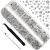 Beadsland Rhinestones for Makeup,8 Sizes 2500pcs Crystal Flatback Rhinestones Face Gems for Nails Crafts with Tweezers and Wax Pencil,Clear,SS4-SS30