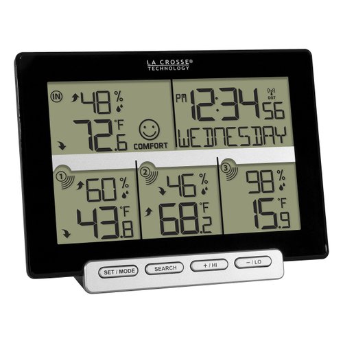 La Crosse Technology 308-1412-3TX-INT Wireless Weather Station (Including 3 Sensors) , Black