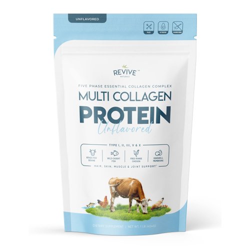 Multi Collagen Hydrolyzed Protein Powder (16oz) - Types I, II, III, V & X - Grass Fed Bovine (Peptan®), Wild Caught Marine, Free Roaming Chicken & Eggshell Collagen Peptides, Non-GMO, GF.