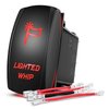 Nilight Lighted Whip Rocker Switch Led Light Bar Switch 5Pin Laser On Off SPST switches 20A/12V 10A/24V Switch Red with Jumper Wires Set for Cars Trucks RVs,2 Years Warranty