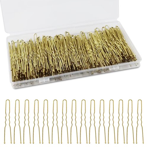 U Shaped Hair Pins, 240 pieces Blonde Bun Hair Pins U Pins Blonde Bobby Pins for Updos with Box, 2.4inch