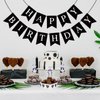 Waenerec Black Happy Birthday Banner Sign Happy Birthday Bunting Banner Garland for Kids Girl Woman Birthday Tea Party Decorations Bunting Flag Birthday Party Supplies