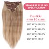 Clip in Hair Extensions Real Human Hair Beach Blonde Long Stright Layered Hair Extensions 18 inch 7PCS Hair Extension Thick Set Natural Soft Clip in Hair Extensions Human Hair for Women