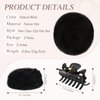 RUWISS 2 Pcs Mini Claw Clip Human Hair Bun Hair pieces Hair Space Buns Clip in Messy Cat Ears Hair Bun Extensions Updo Hairpieces for Women Girls (Pack of 2, Natural Black)