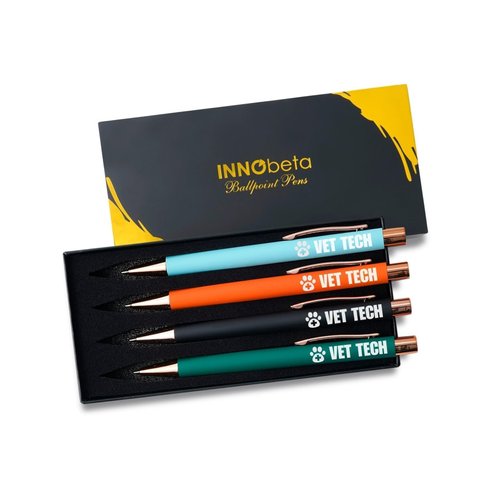 InnoBeta Vet Tech Gifts, Ballpoint Pen Set of 4, Appreciation Gifts for Veterinary Technologists on Christmas, Birthday and End of Year