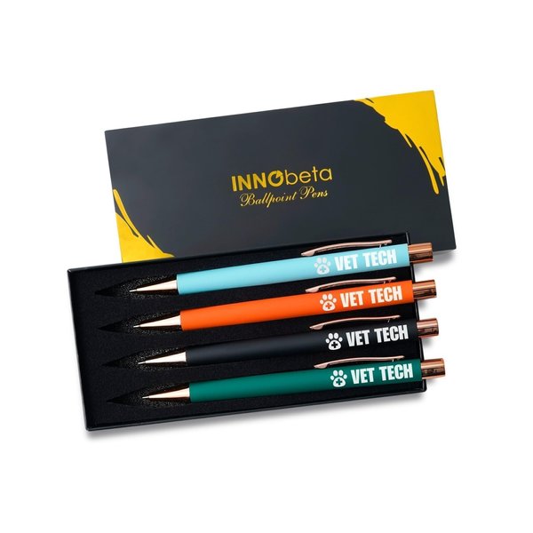 InnoBeta Vet Tech Gifts, Ballpoint Pen Set of 4, Appreciation Gifts for Veterinary Technologists on Christmas, Birthday and End of Year