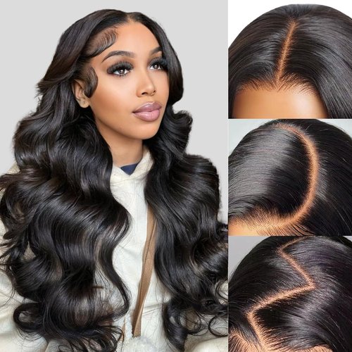 VIPbeauty 13x6 Full Lace Frontal Human Hair Wigs 180 Density Pre-Bleached Knots 12A HD Transparent Body Wave Lace Front Wigs Human Hair for Women with Baby Hair 18Inch