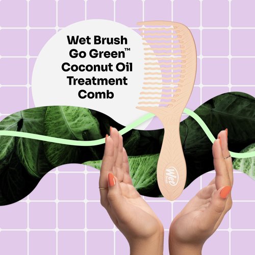 Wet Brush Go Green Coconut Oil Infused Treatment Comb - Wide Tooth Hair Detangler with WaveTooth Design that Gently and Glides Through Tangles - No Split Ends and No Damage