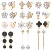 Aganippe Gold Non-Piercing Earrings Set, 12 Pairs, Dangle & Pearl, Hypoallergenic, Gift Box