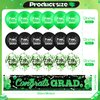 Graduation Party Decorations Green Black Graduation Banner Balloons Set Congrats Grad Yard Banner with 18pcs Balloons for Class of 2024 Party Sign Decor College High School Prom Party Supplies Outdoor
