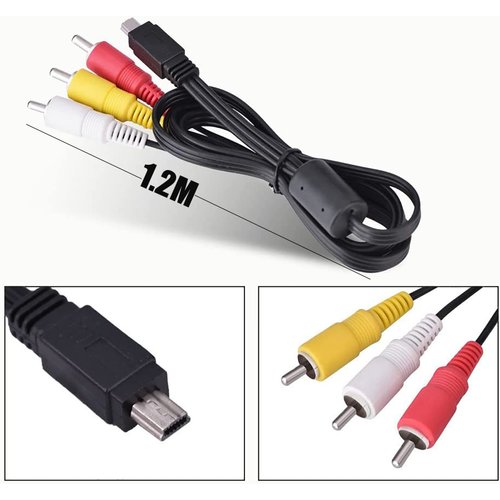 Tobysome Mini USB to 3 RCA Cable AV Stereo Audio Video Cable Replacement for AVC-DC400ST EOS 7D, 60D, 60Da,70D,100D,550D, 600D, 650D, 700D & EOS Rebel SL1, T2i, T3i, T4i, Digital SLR Camera