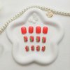 Square Press on Nails Short Fake Nails with Floral Designs Orange Nails Press ons Glossy Glue on Nails Summer Fall Acrylic Nails Full Cover Artificial Stick on Nails for Women 24Pcs