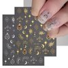 JMEOWIO 9 Sheets Moon Star Nail Art Stickers Decals Self-Adhesive Pegatinas Uñas Sun Nail Supplies Nail Art Design Decoration Accessories