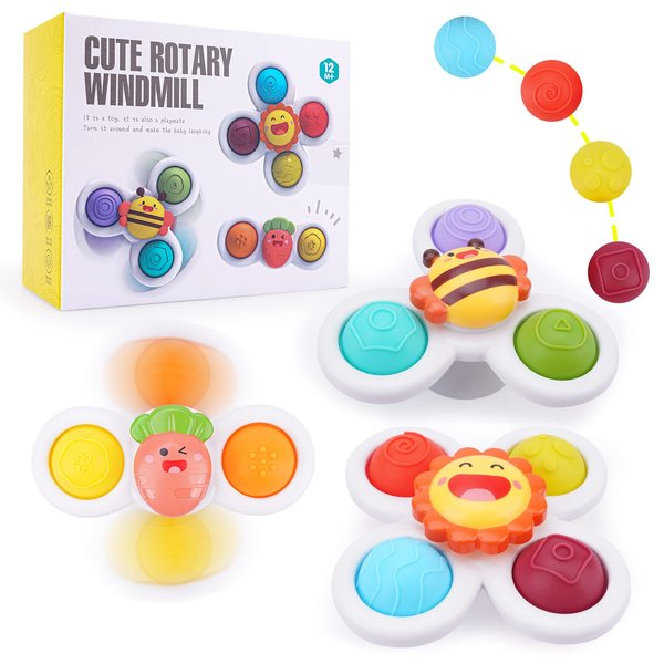 LZZAPJ Sensory Toys for Toddlers 1-3, Suction Cup Spinning Top Toy, Baby Gifts Idea for Boy Girl Toddler