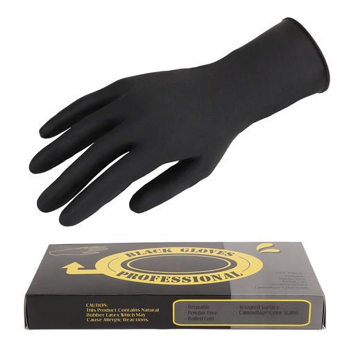 Segbeauty 20 Counts Reusable Gloves for Hair Coloring, Medium Hair Coloring Gloves Hair Dye Gloves Powder Free, Black Latex Rubber Gloves Hair Dyeing Accessories for Hair Salon,Home Cleaning
