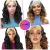 Curly Wigs for Black Women Long Curly Headband Wig None Lace Front Glueless Wig Soft Big Bouncy Fluffy Big Curls Wig Heat Resistant Synthetic Wig for Daily Party Use (Black to BrownT30#,17Inch)