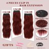 NAYOO Wine Red Hair Clip Extension for Women 4PCS Thick Hairpieces Long Wavy Natural Synthetic Clip in Hair Extensions（20 inch, Wine Red）