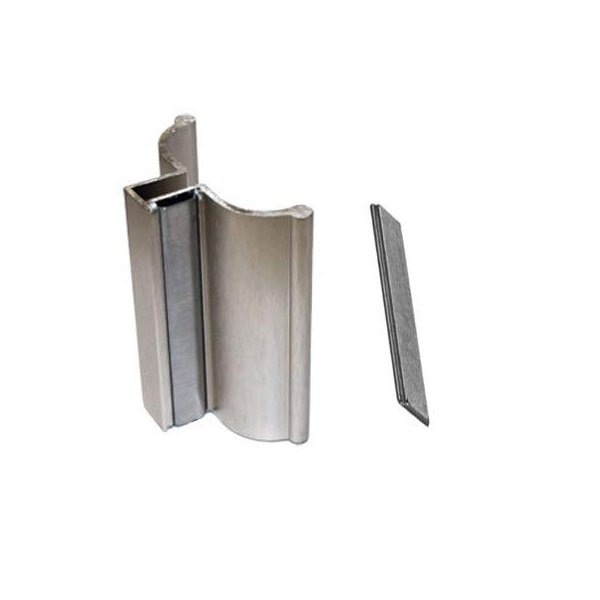GordonGlass 3" Brushed Nickel Frameless Shower Door Handle with Metal Strike and Magnet - Set