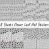 8 Sheet Black Flowers Nail Art Stickers 3D Self- Adhesive Black White Retro Leaf Butterflies Pattern Nail Art Design Classic Fashion Simple Nail Supplies for Women Girls Nails Art DIY Decoration