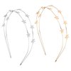 WLLHYF 2 Pieces Star Headbands for Women Girls Star Rhinestone Hair Hoop Pearl Headwear Wedding Headpiece for Bride Hair Bands Accessories (double layer gold/double layer silver)