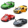 KIDAMI Racing Cars Die-cast Metal Toy Cars Set, Mini Toddler Toy Vehicle with Openable Doors, Pull Back Car, Gift Pack for Kids (4 Pack)