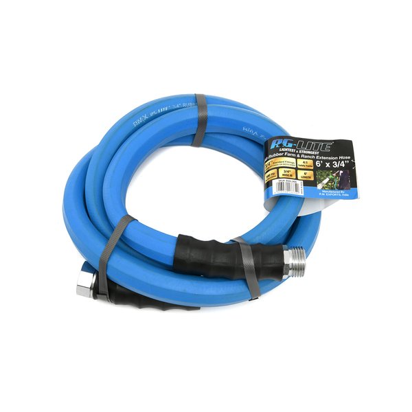 AG-LITE BSAL3406 3/4" x 06' Hot/Cold Water Rubber Garden Hose, 100% Rubber, Ultra-Light, Super Strong, 500 PSI, 50F to 190F Degrees, High Strength Polyester Braided