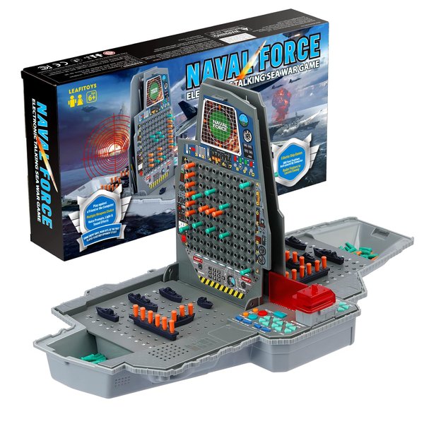 Naval Force Electronic Battle Game, Talking Sea Battle Radar Reload Strategy Board Game for Kids with Lights, Sounds, Special Attacks, 200 Preset Ship Layouts Quick Set-up, 1-2 Players Family Game