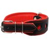 Dogs My Love Real Leather Soft Leather Padded Dog Collar Reflective (13.75"-16.25" Neck; 1.75" Wide, Black/Red)