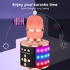 BONAOK Bluetooth Wireless Karaoke Microphone with LED Lights,4-in-1 Portable Handheld Mic with Speaker Karaoke Player for Singing Home Party Toys Birthday Gift for Kids Adults Girls Q78(Rose Gold)