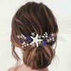 Kesvb Starfish Wedding Hair Vine Blue Crystal Bridal Headpiece Beach Wedding Hair Accessories for Women and Girls
