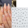 6 Sheets Star Nail Stickers for Nail Art 3D Self-Adhesive Gold Silver Black Stars Nail Art Stickers Crystal Diamond Star Nail Charms Stickers Chrome Nail Decals for Women Acrylic Manicure Decorations