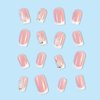 RTKHFZE Square Press on Nails Medium French Tip Fake Nails with Rhinestones & Flowers Designs Full Cover False Acrylic Nails for Women & Girls 24Pcs Artificial Nails