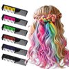 SPRINGSUGAR 6 PCS Hair Chalk Comb Set Temporary for Girls Kids Makeup Kit, Washable Hair Chalk for Christmas Gifts Toys Birthday Cosplay Festivals Hair DIY Party (Black+Green+Pink+Yellow+Purple+Red)