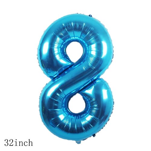 Chaungfu Balloons, 11 pcs Foil Balloons 8 Year Old for 8st Birthday Party Supplies Decoration, Confetti Balloon Kids Years (8th, Blue)