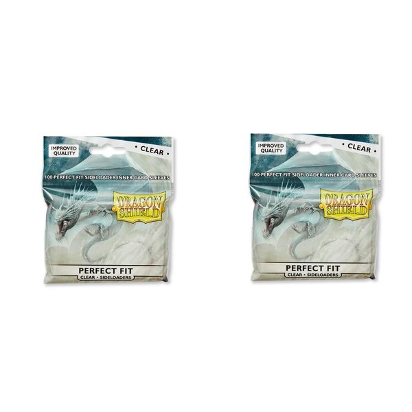 2 Packs Dragon Shield Inner Sleeve Sideloader Clear Standard Size 100 ct Card Sleeves Individual Pack