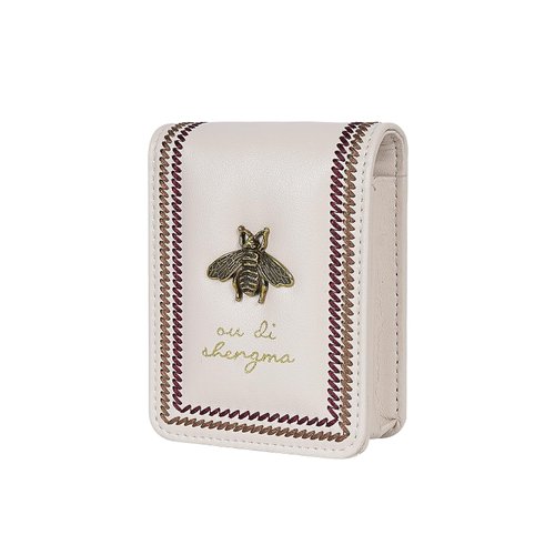 JANKOW Lipstick Case with Mirror for Purse, Mini Lipstick Holder Purse, Small Cosmetic Bag for Lipsticks, Travel Lipstick Pouch, Portable Makeup Cosmetic Pouch (1Pcs White)