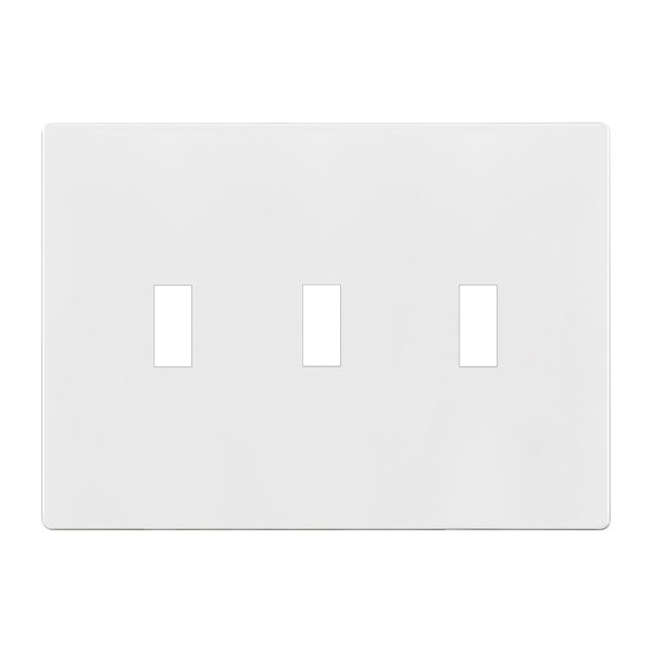 ENERLITES Screwless Triple Toggle Switch Wall Plate, Child Safe Light Switch Cover, Standard Size 3-Gang 4.68" x 6.53", Unbreakable Polycarbonate Thermoplastic, UL Listed, SI8813-W, Glossy, White