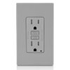 Leviton GFCI Outlet, 15 Amp, Self Test, Tamper-Resistant with LED Indicator Light, Protection from Electric Shock and Electrocution, GFTR1-GY, Gray