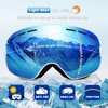 EXP VISION Snowboard Ski Goggles Men Women Youth, Anti Fog OTG Winter Snow Goggles Spherical Detachable Lens (Dream blue)