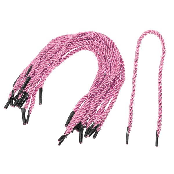 ONLYKXY 60pcs Solid Braided Twisted Handle Rope with Plastic Ends for Bag Box,13inch 3 Satins Xmas Shiny Reusable Decorative Replacement Carrying Portable Thread Cord Trim String (Pink)
