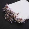 Denifery Rhinestone Wedding Headpieces Bridal Purple Crystal Hair Comb Hair Accessories for Bride Handmade Purple Hair Pieces for Women Girls