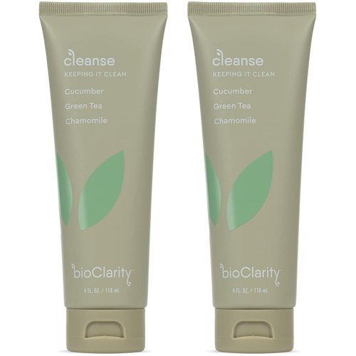 BioClarity Face Cleanser | 100% Vegan, Gentle Wash with Cucumber, Green Tea, and Chamomile, for Sensitive Oily Skin. Natural Ingredients (Set of Two 4oz Cleansers)