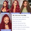 99j Burgundy Deep Wave Lace Front Wigs Human Hair 13x4 180% Density Transparent Lace Frontal Wigs Curly Wigs for Women Red Curly Wigs Pre Plucked with Baby Hair 99j Lace Front Human Hair Wigs (22inch)