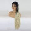 BTWTRY Black Ombre Blonde #613 Color Micro Braided Lace Front Wigs with Baby Hair Heat Resistant Fiber Hair for Black Women Synthetic Lace Front Braid Wig Box Braids Wig (24Inch, 1B/#613)