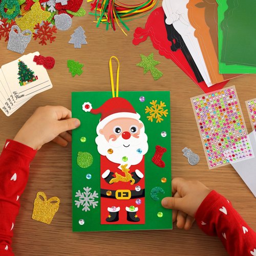 YSURE 24 PCS Christmas Crafts for Kids Ages 4-8 with Bookmark Christmas Stickers Making Foam with Snowman Kit Penguin DIY Christmas Ornaments Kits for Decorations Winter Tree Favors Patry Supplies