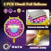 5PCS Diwali Decorations Diwali Balloons Happy Diwali Rangoli Party Decorations Diwali Foil Balloons for Indian Themed Deepavali Festival of Lights Party Decoration Supplies
