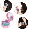 CAIRIAC Pink Folding Hair Brushes, Rainbow Brushes Mirror Set, Stylish Handheld Mirror Hair Tools, Travel Hair Brush with Mirror for Girls Women