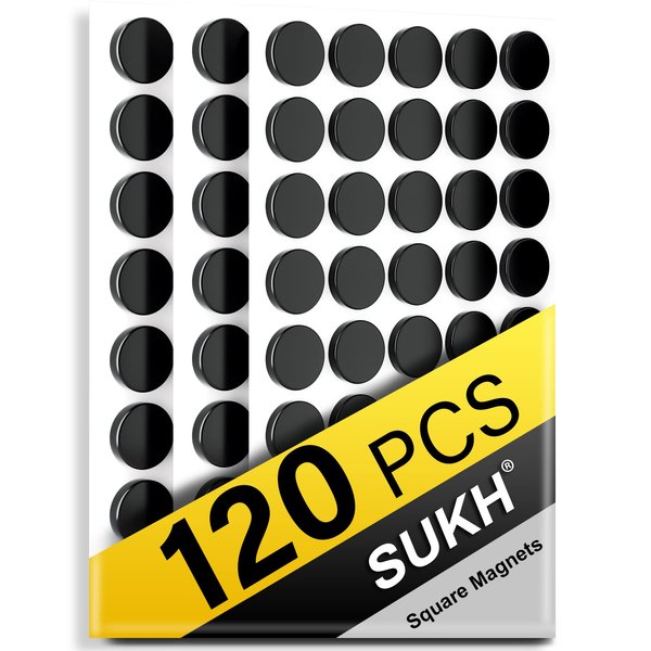 Sukh 120PCS Round Magnets Magnetic Tape Strip - Magnet Sheets Magnets with Adhesive Backing Magnet on One Side Self Adhesive on The Other Side for Fridge Organisation,Art Project,Classroom