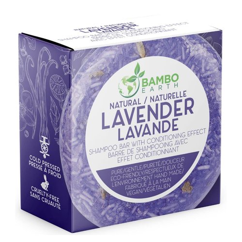BAMBOEARTH Solid Shampoo Bar And Conditioner Effect Hair Soap – 100% Organic Shampoo Bars For Hair With All Natural Plant Based Essential Oils And Zero Waste Biodegradable Packaging (Lavender)