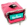 100'S 2pc Two Color Set Genuine Soft Leather Cigarette Case with Lighter Pocket Fit 100mm, 84's HOT Pink + LT. Brown